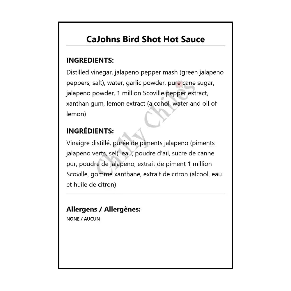 CaJohns Bird Shot Hot Sauce - Hot Sauce