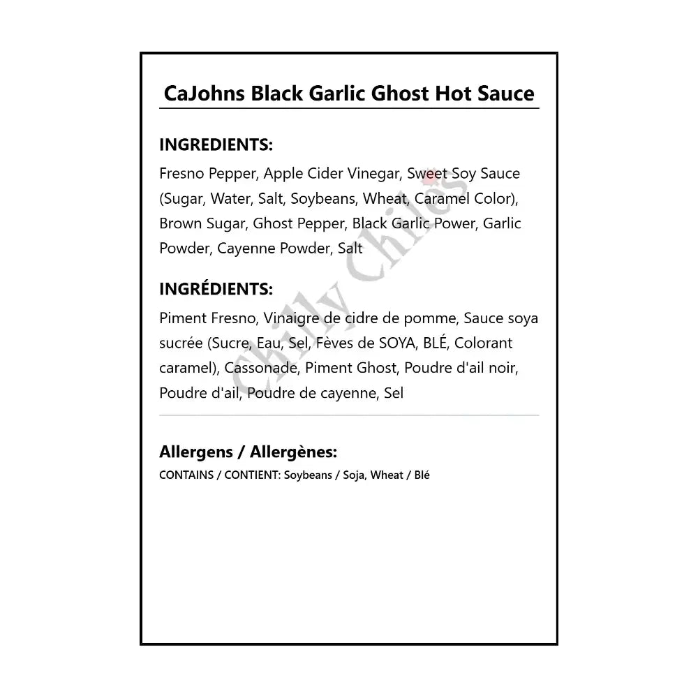 CaJohns Black Garlic Ghost Hot Sauce - Hot Sauce