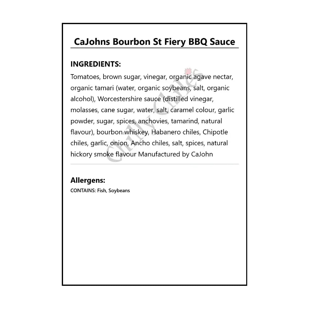 CaJohns Bourbon St Fiery BBQ Sauce - BBQ Sauce