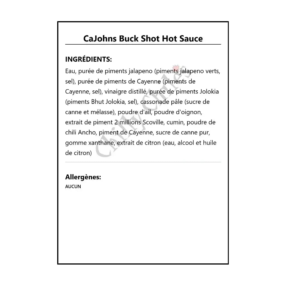 CaJohns Buck Shot Hot Sauce - Hot Sauce