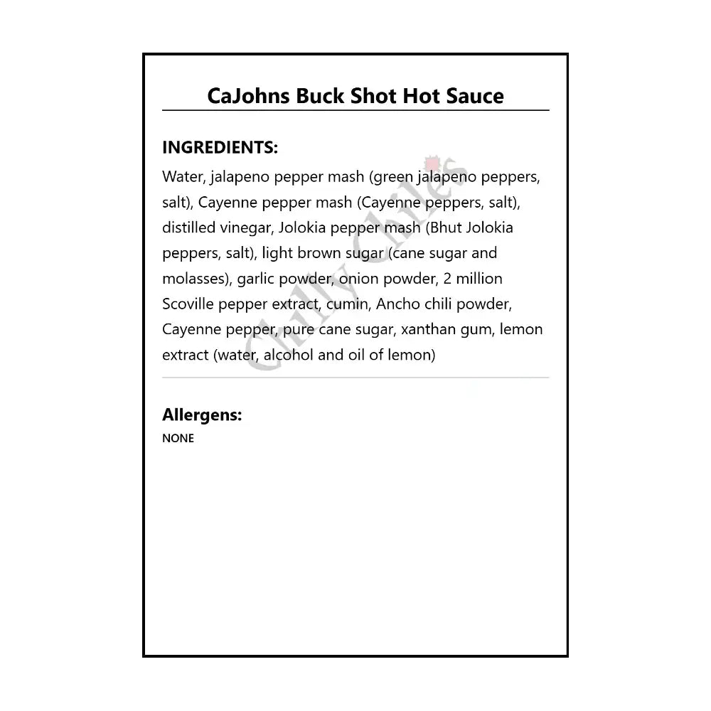 CaJohns Buck Shot Hot Sauce - Hot Sauce
