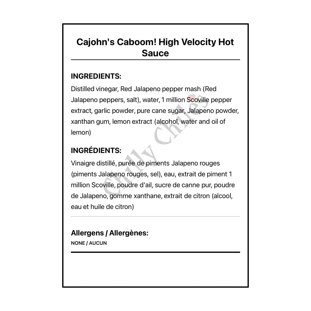 Cajohn’s Caboom! High Velocity Hot Sauce - Hot Sauce