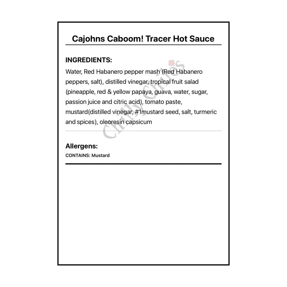 Cajohns Caboom! Tracer Hot Sauce - Hot Sauce