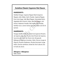 CaJohns Classic Cayenne Hot Sauce - Hot Sauce