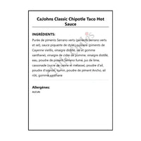 CaJohns Classic Chipotle Taco Hot Sauce - Hot Sauce