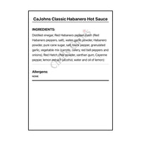 CaJohns Classic Habanero Hot Sauce - Hot Sauce