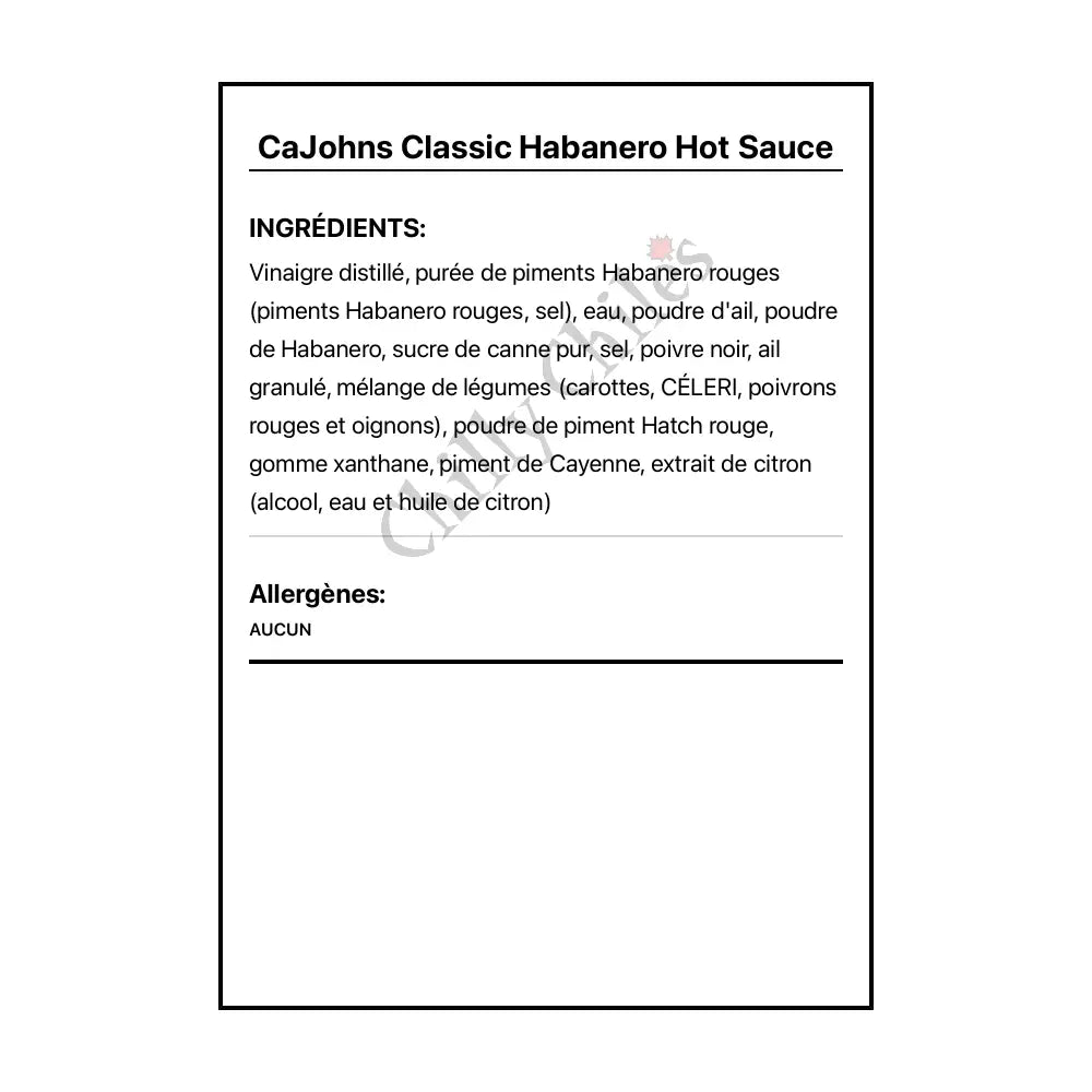 CaJohns Classic Habanero Hot Sauce - Hot Sauce