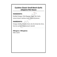 CaJohns Classic Small Batch Garlic Jalapeno Hot Sauce - Hot Sauce