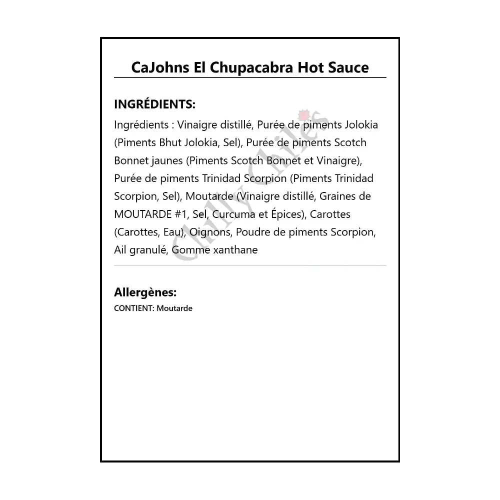 CaJohns El Chupacabra Hot Sauce - Hot Sauce