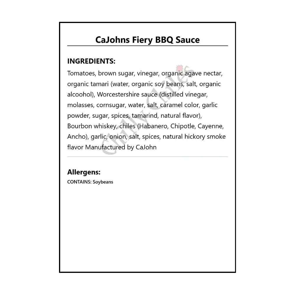CaJohns Fiery BBQ Sauce - BBQ Sauce