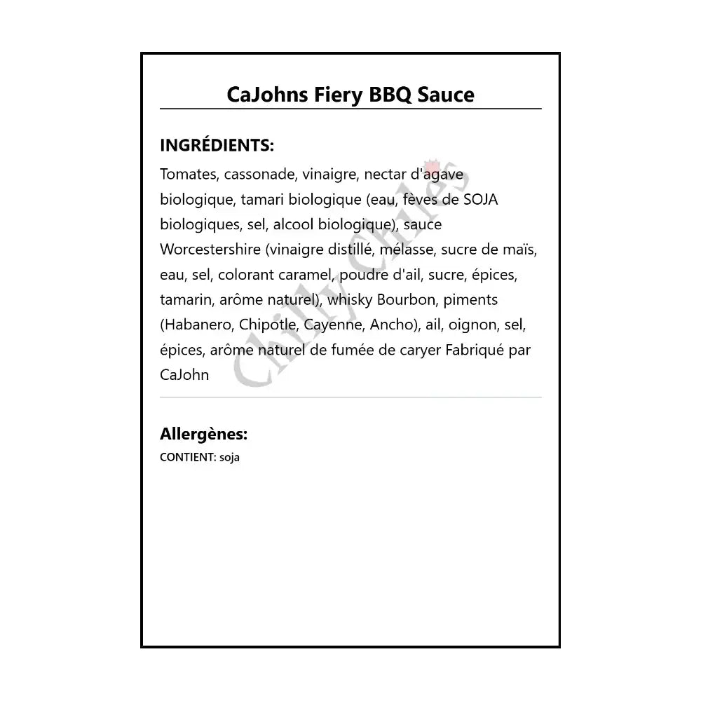 CaJohns Fiery BBQ Sauce - BBQ Sauce