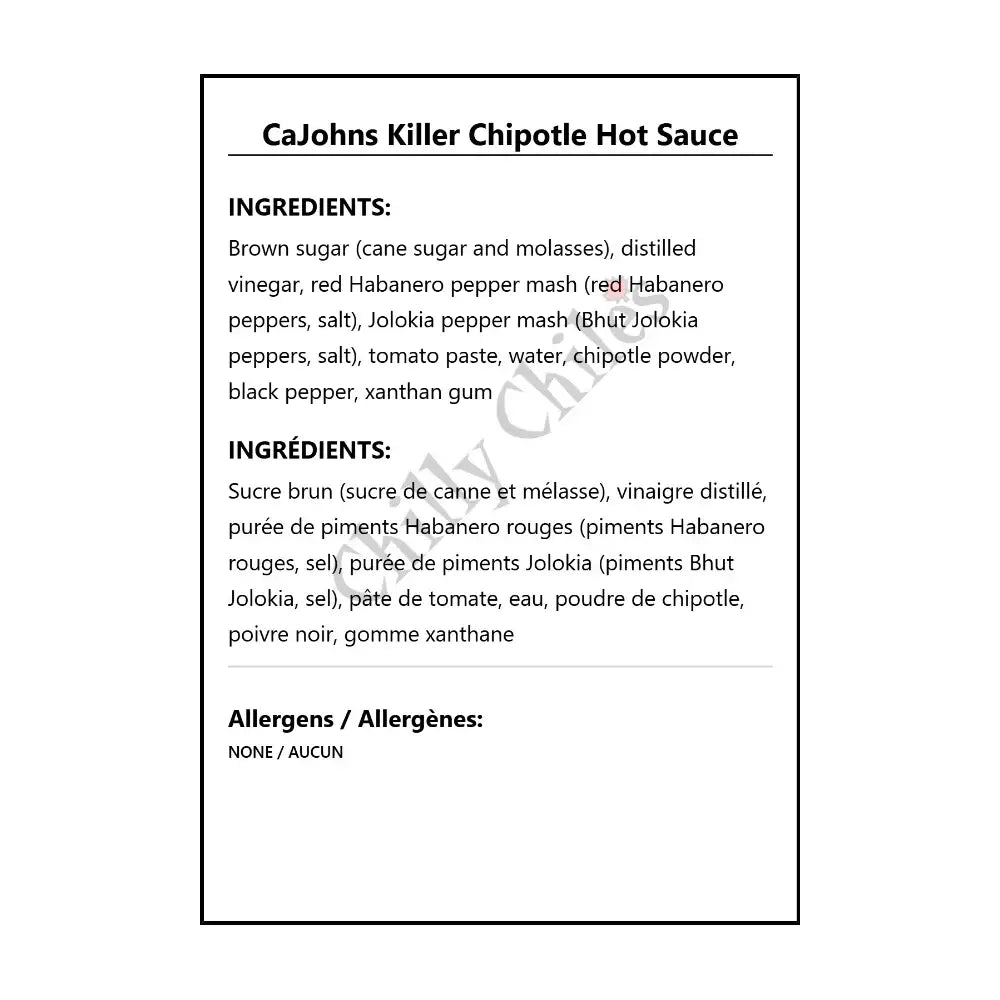 CaJohns Killer Chipotle Hot Sauce - Hot Sauce