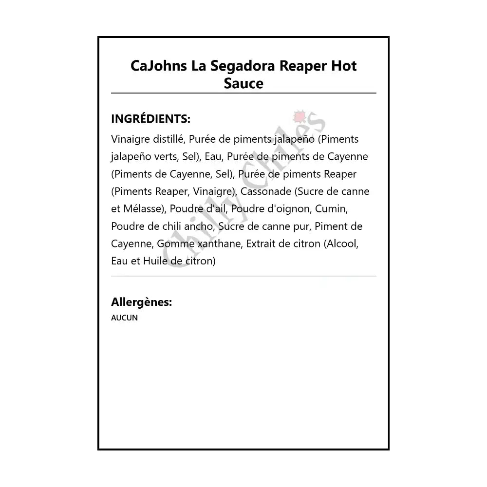 CaJohns La Segadora Reaper Hot Sauce - Hot Sauce