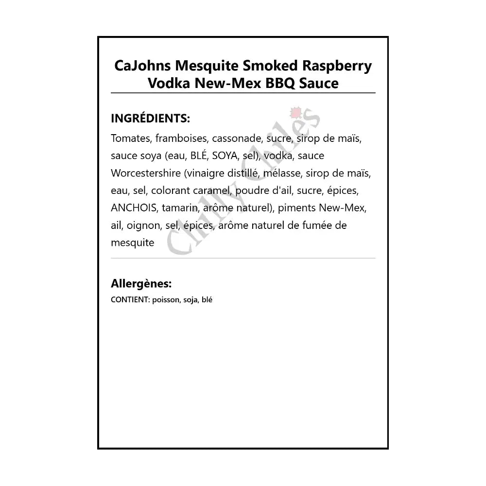 CaJohns Mesquite Smoked Raspberry Vodka New-Mex BBQ Sauce - BBQ Sauce