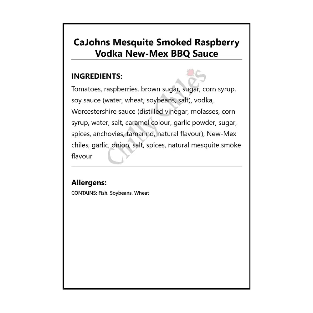 CaJohns Mesquite Smoked Raspberry Vodka New-Mex BBQ Sauce - BBQ Sauce