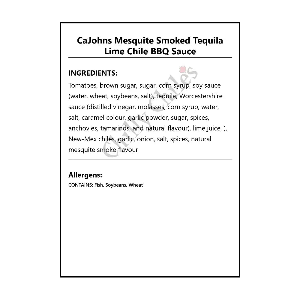 CaJohns Mesquite Smoked Tequila Lime Chile BBQ Sauce - BBQ Sauce