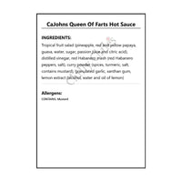CaJohns Queen Of Farts Hot Sauce - Hot Sauce