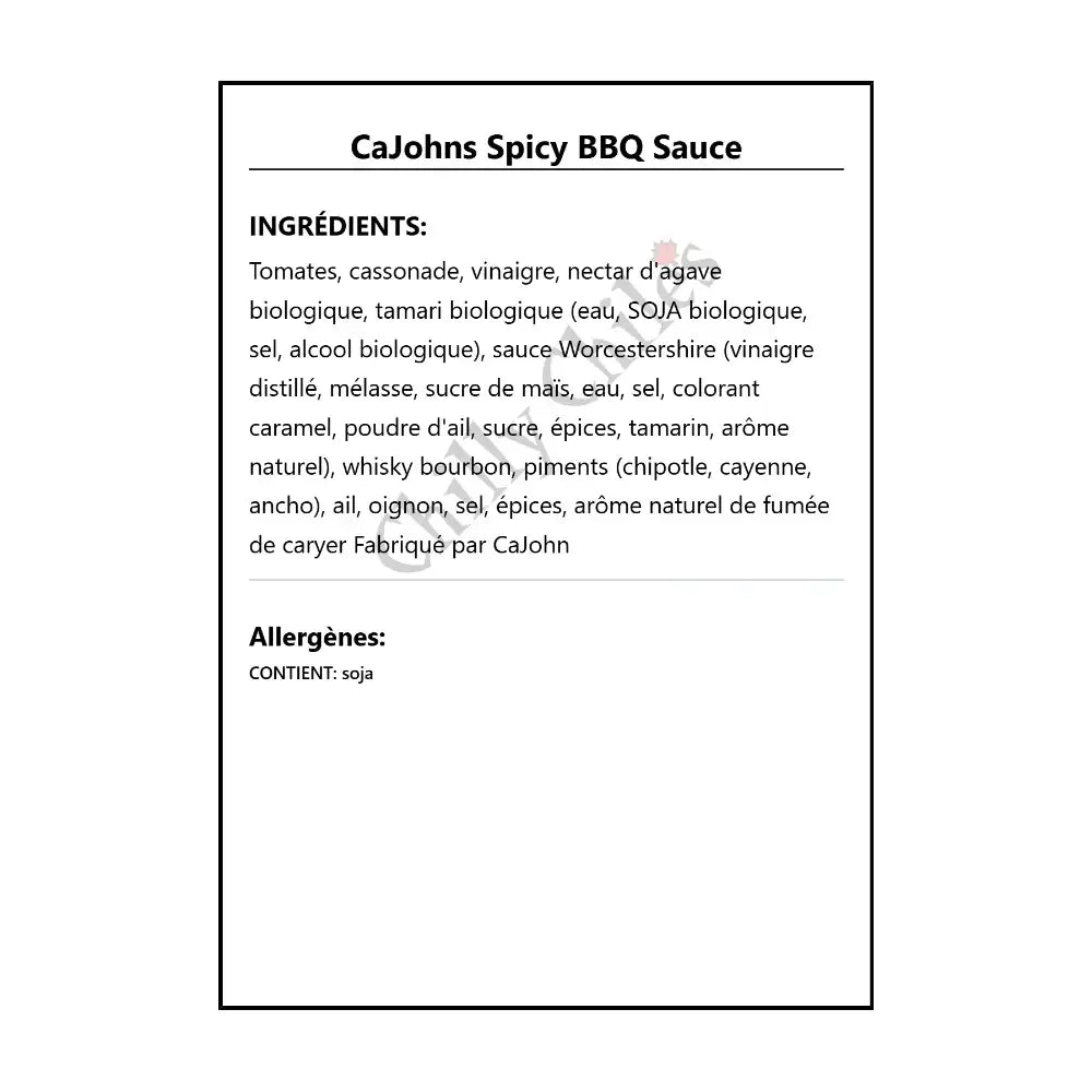 CaJohns Spicy BBQ Sauce - BBQ Sauce