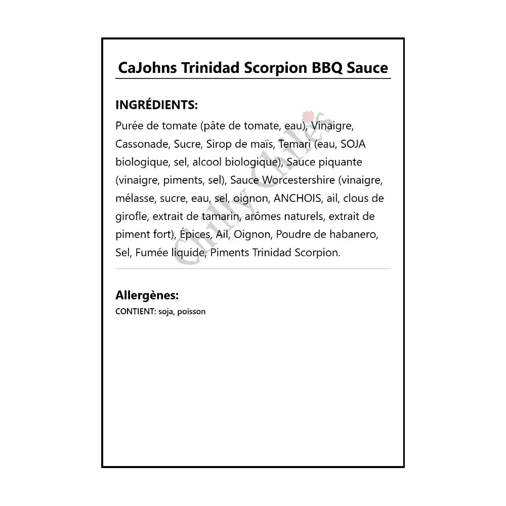 CaJohns Trinidad Scorpion BBQ Sauce - BBQ Sauce