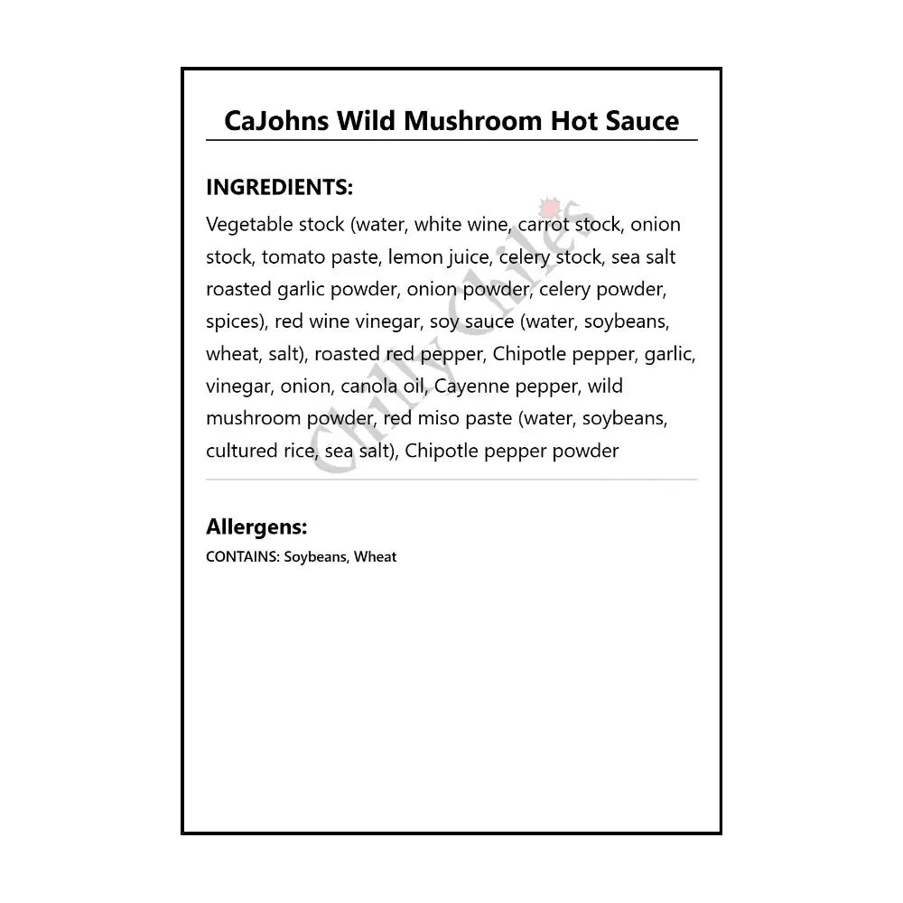 CaJohns Wild Mushroom Hot Sauce - Hot Sauce