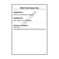Mike's Hot Honey 12oz - Bilingual Ingredients