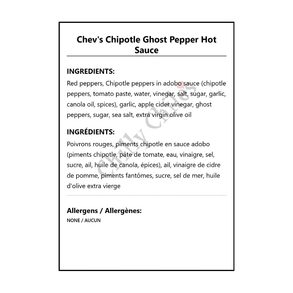 Chev’s Chipotle Ghost Pepper Hot Sauce - Hot Sauce