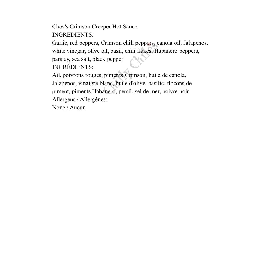 Chev’s Crimson Creeper Hot Sauce - Hot Sauce
