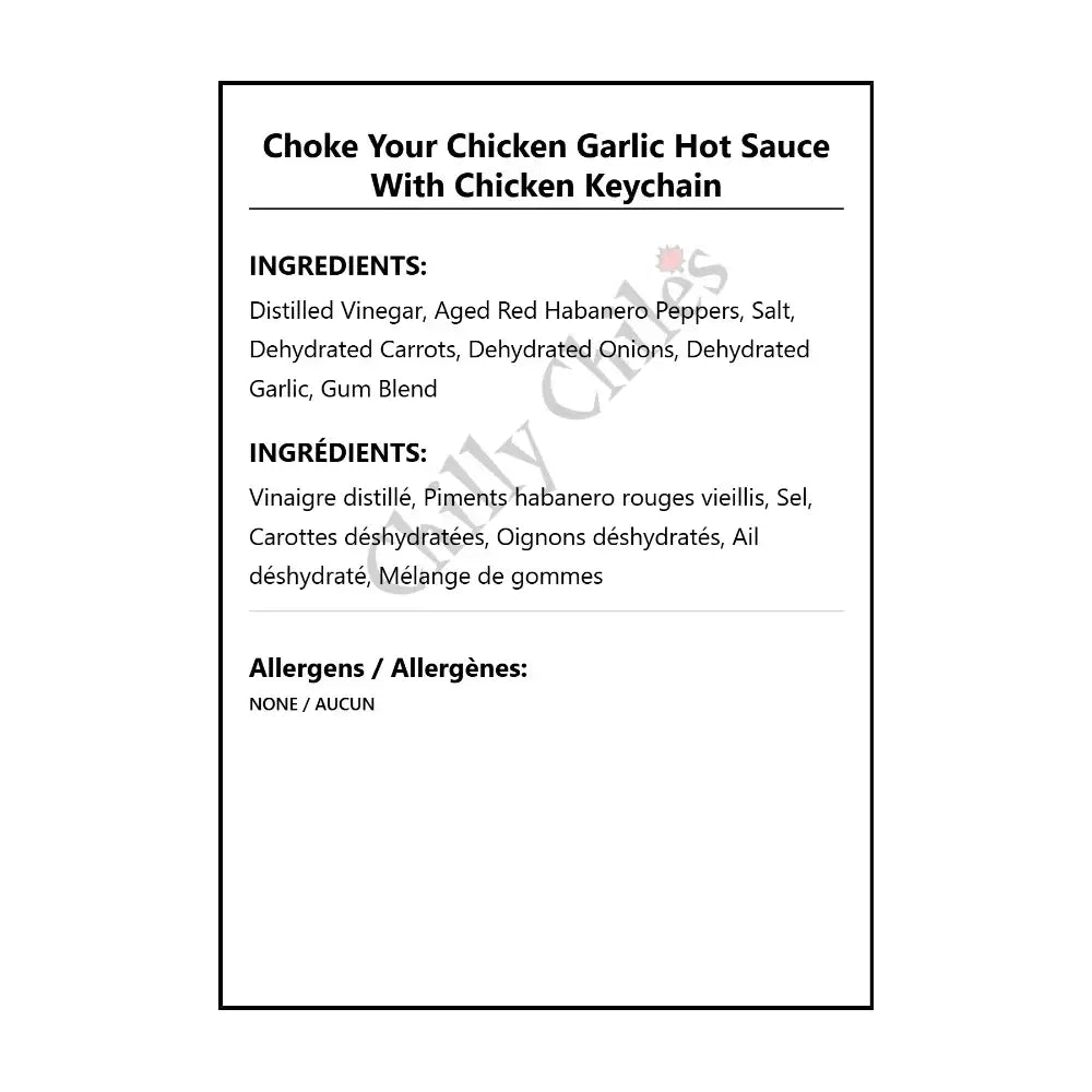 Choke Your Chicken Garlic Hot Sauce With Chicken Keychain - Hot Sauce