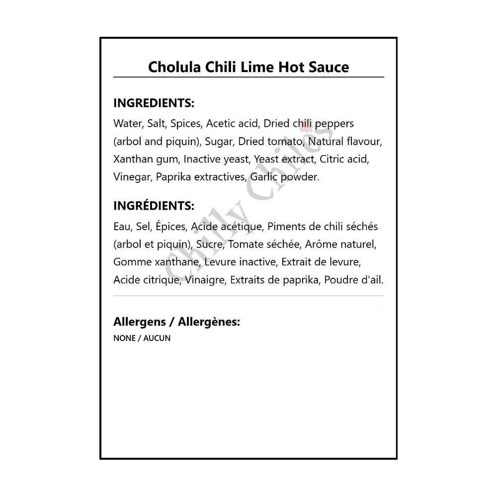 Cholula Chili Lime Hot Sauce - Hot Sauce