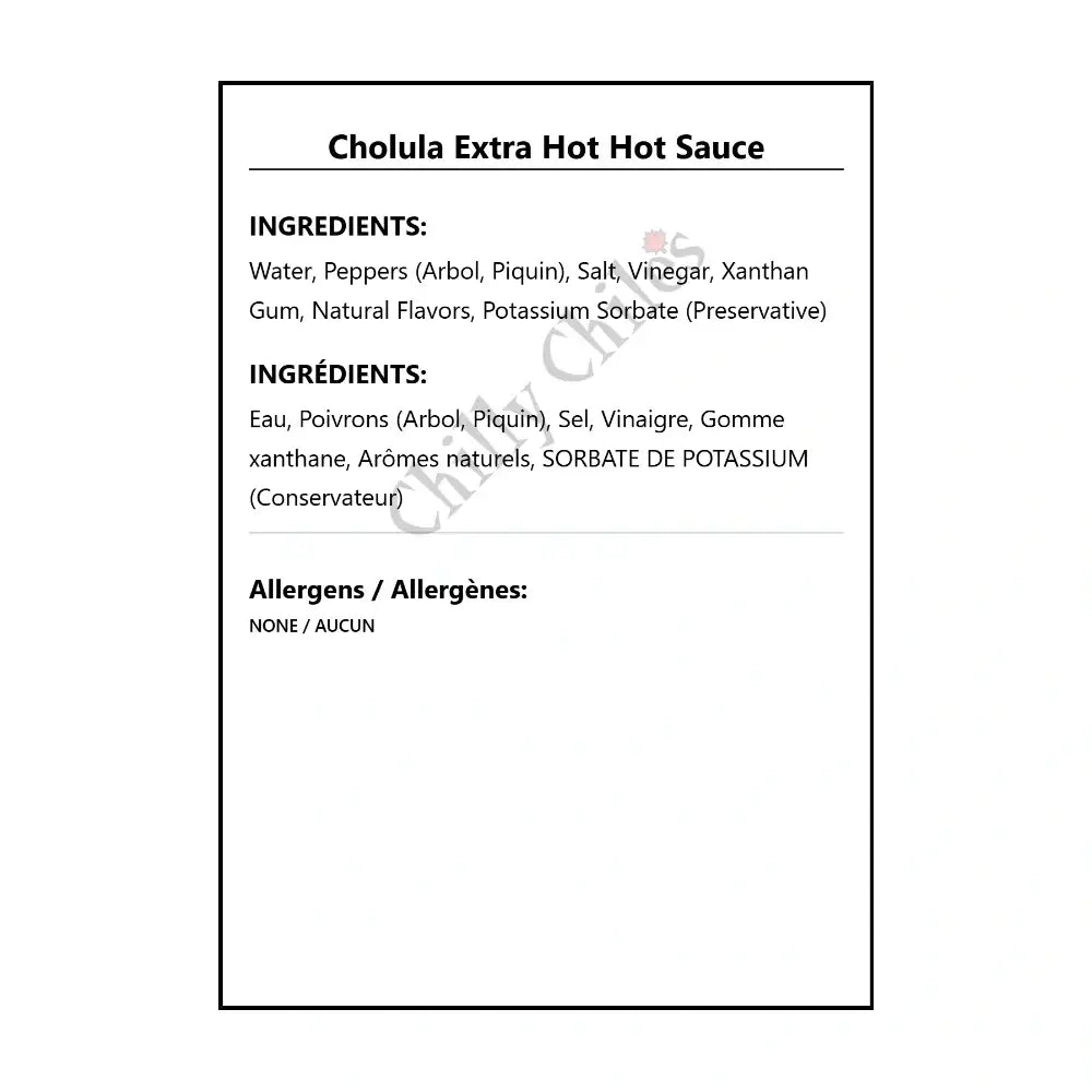 Cholula Extra Hot Hot Sauce - Hot Sauce