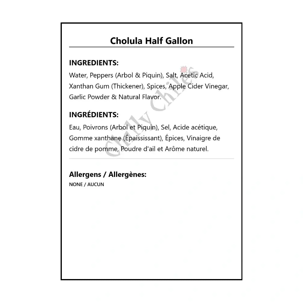 Cholula Half Gallon - Hot Sauce