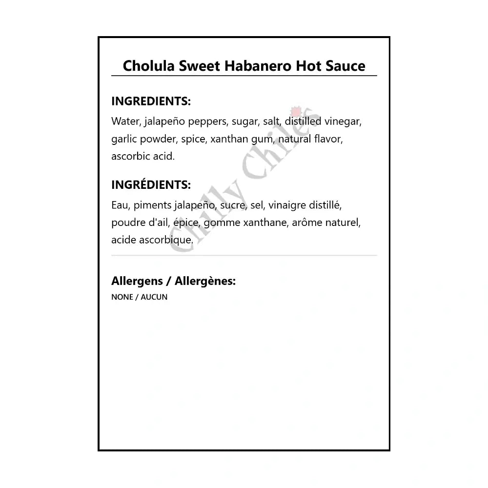 Cholula Sweet Habanero Hot Sauce - Hot Sauce
