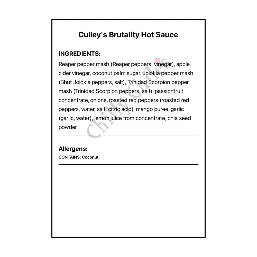Culley’s Brutality Hot Sauce - Hot Sauce