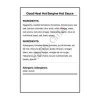 Good Heat Hot Bergine Hot Sauce - Bilingual Ingredients