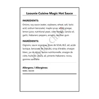 Loounie Cuisine Magic Hot Sauce - Bilingual Ingredients