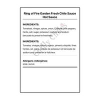 Ring of Fire Garden Fresh Chile Sauce Hot Sauce - Bilingual Ingredients