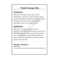 Teriyaki Sausage 250g - Bilingual Ingredients