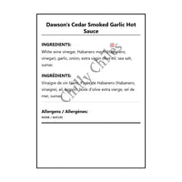Dawson's Cedar Smoked Garlic Hot Sauce - Bilingual Ingredients