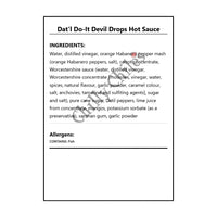 Dat'l Do-It Devil Drops Hot Sauce - Bilingual Ingredients