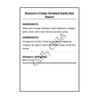 Dawson's Cedar Smoked Garlic Hot Sauce - Canadian Nutrition Facts