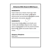 Britannia Mills Steak & BBQ Sauce - Bilingual Ingredients
