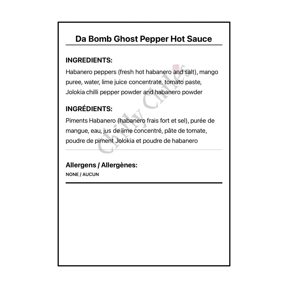 Da Bomb Ghost Pepper Hot Sauce - Hot Sauce