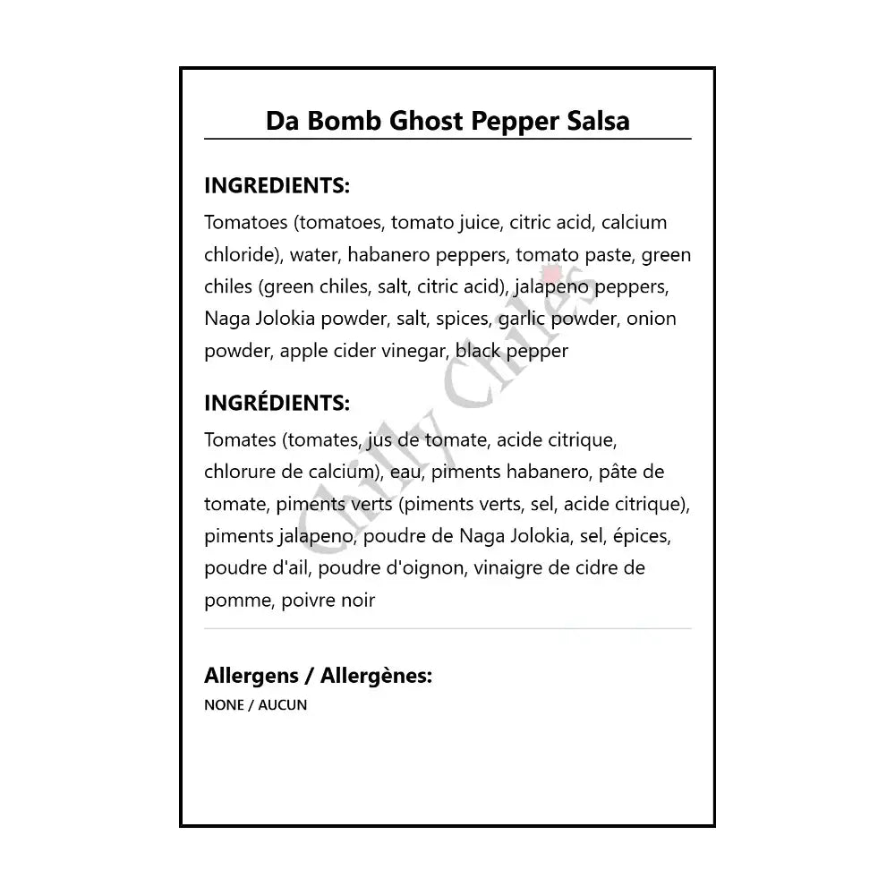 Da Bomb Ghost Pepper Salsa - Salsa