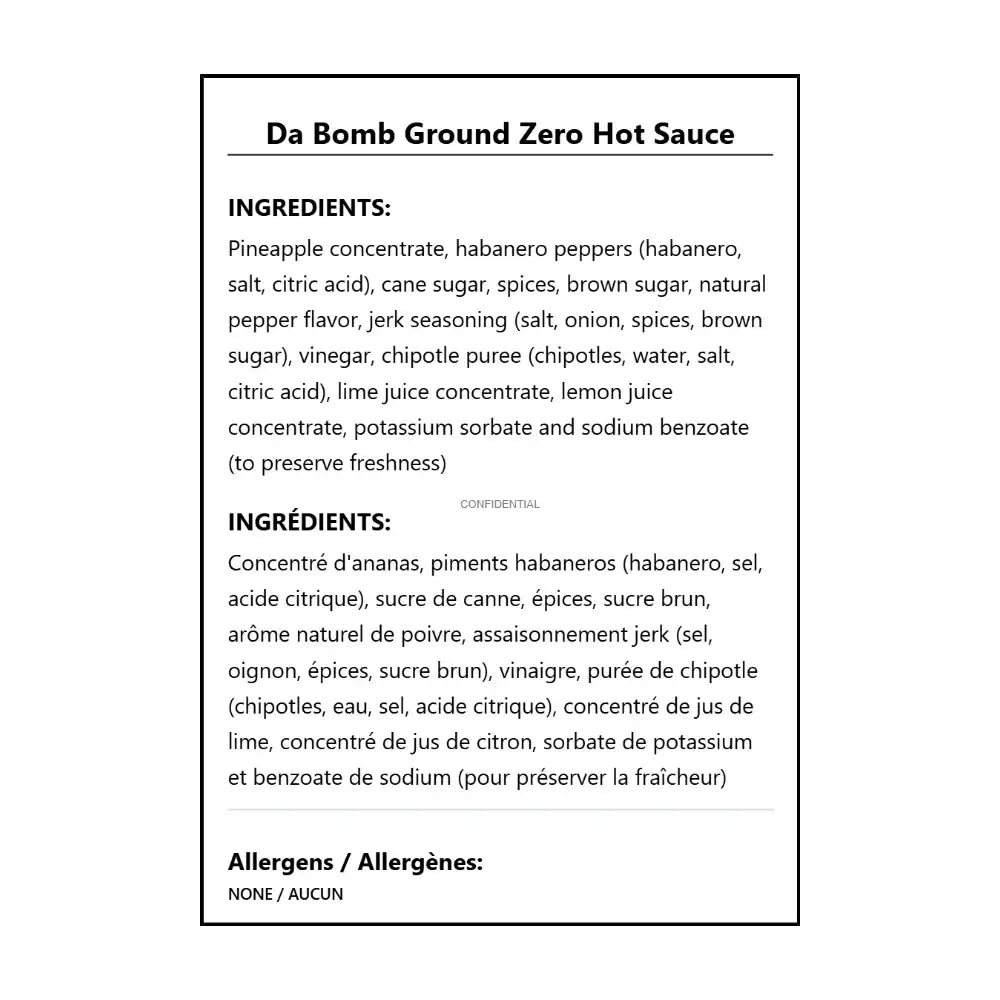 Da Bomb Ground Zero Hot Sauce - Hot Sauce