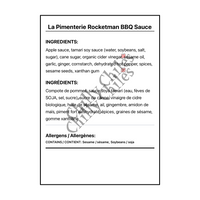 La Pimenterie Rocketman BBQ Sauce - Bilingual Ingredients
