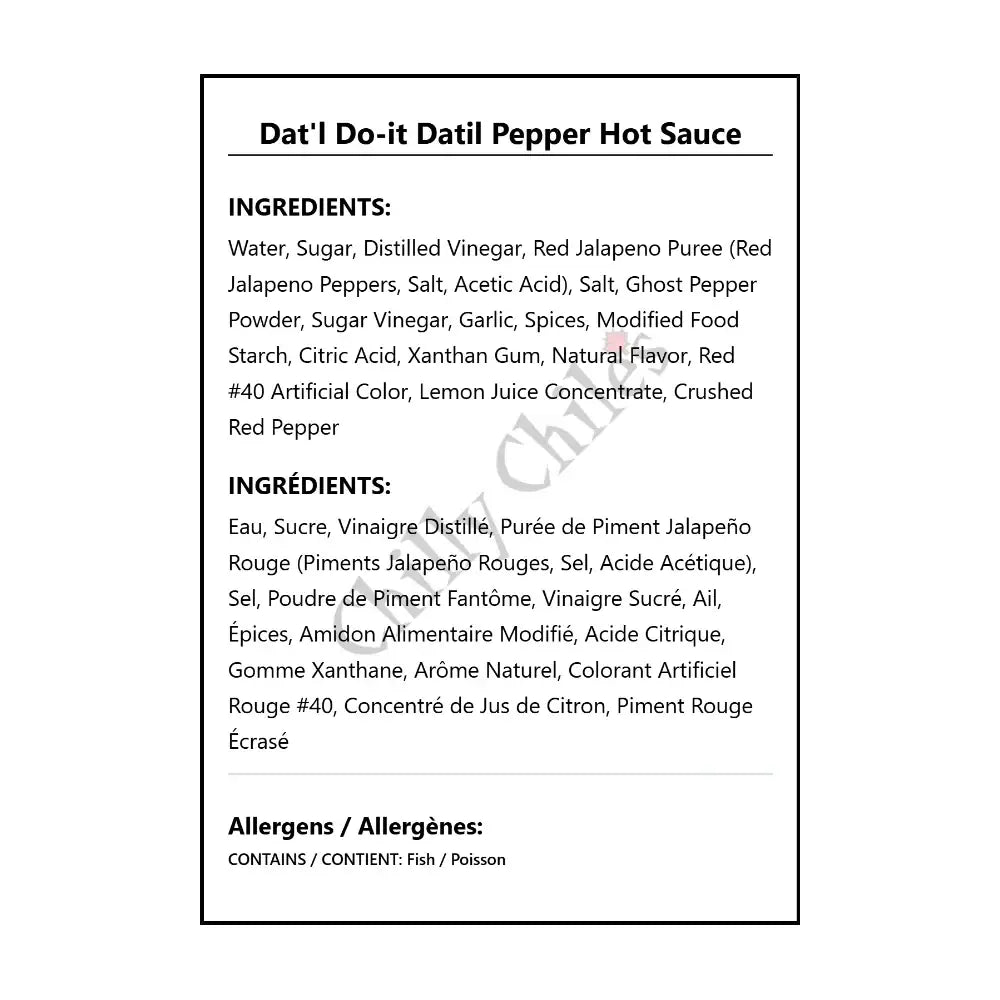 Dat’l Do-it Datil Pepper Hot Sauce - Hot Sauce