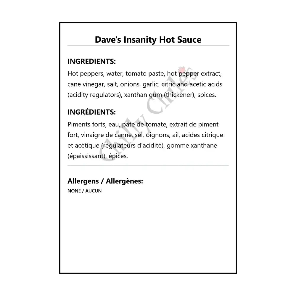 Dave’s Insanity Hot Sauce - Hot Sauce