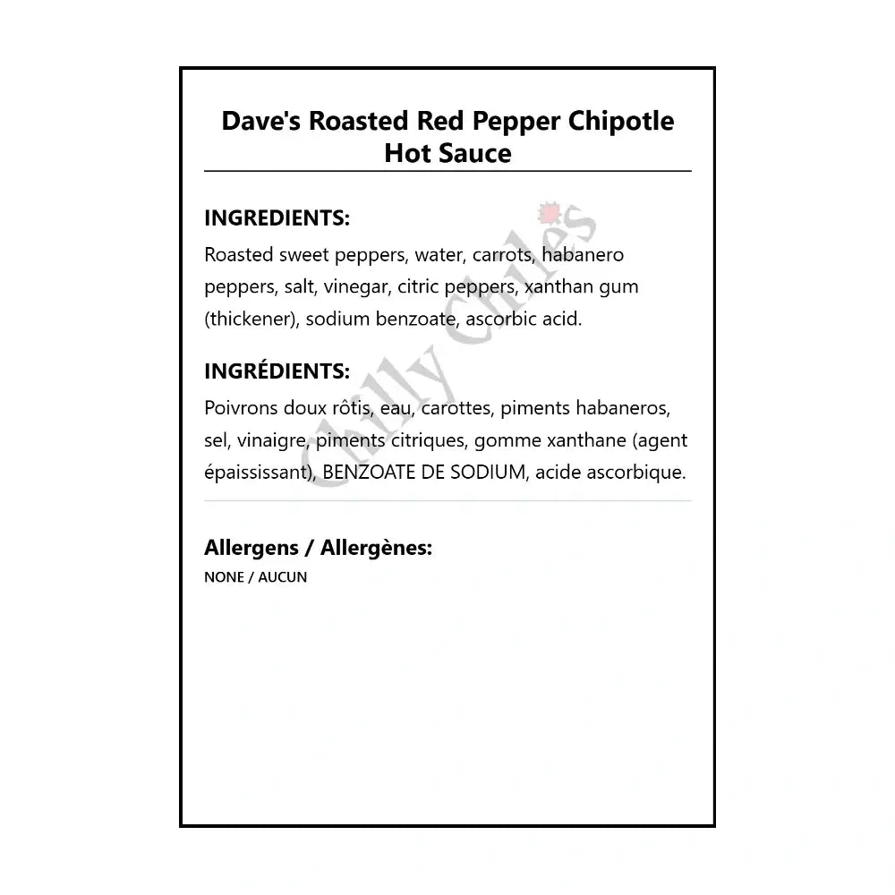 Dave’s Roasted Red Pepper Chipotle Hot Sauce - Hot Sauce