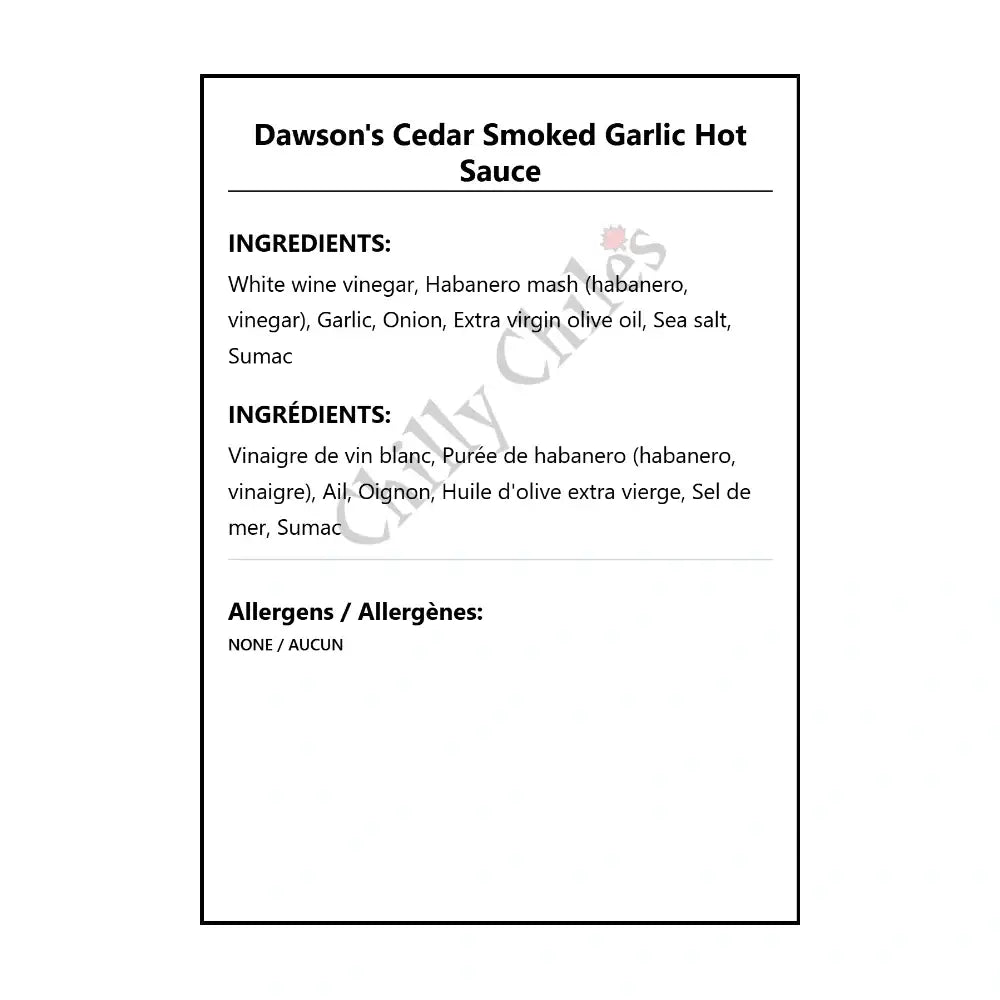 Dawson’s Cedar Smoked Garlic Hot Sauce - Hot Sauce