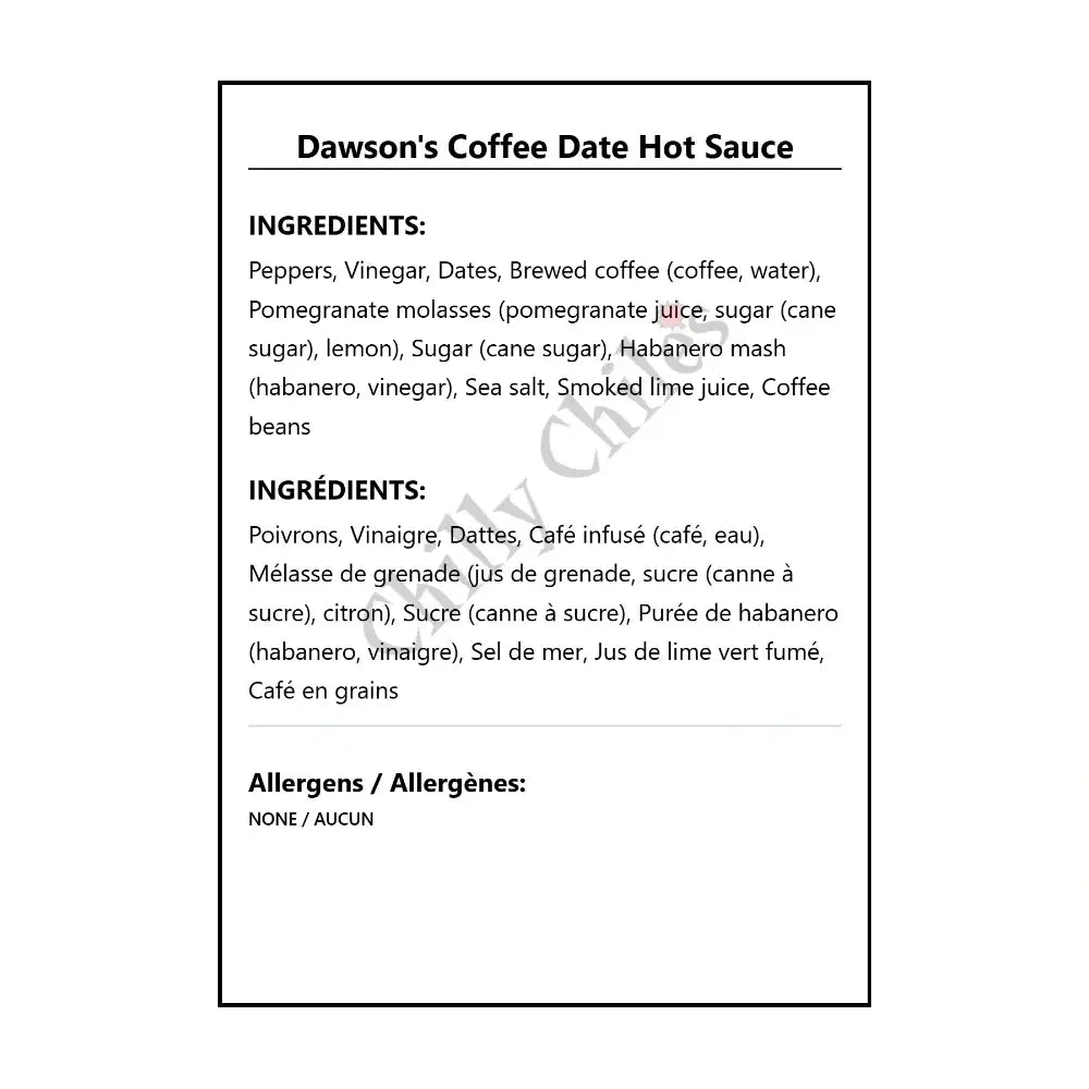 Dawson’s Coffee Date Hot Sauce